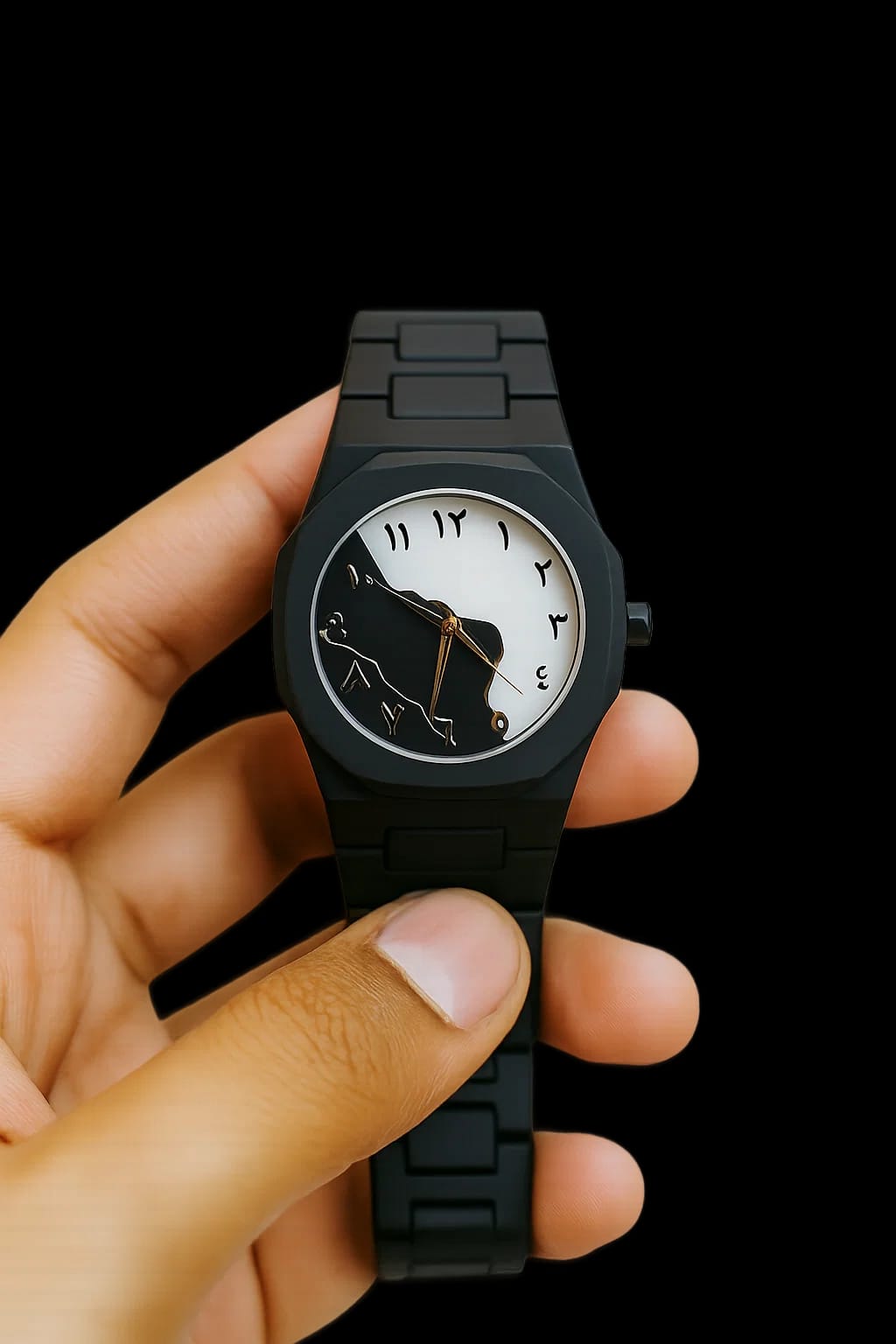 Arabic Aura Watch – White & Black Dial Edition